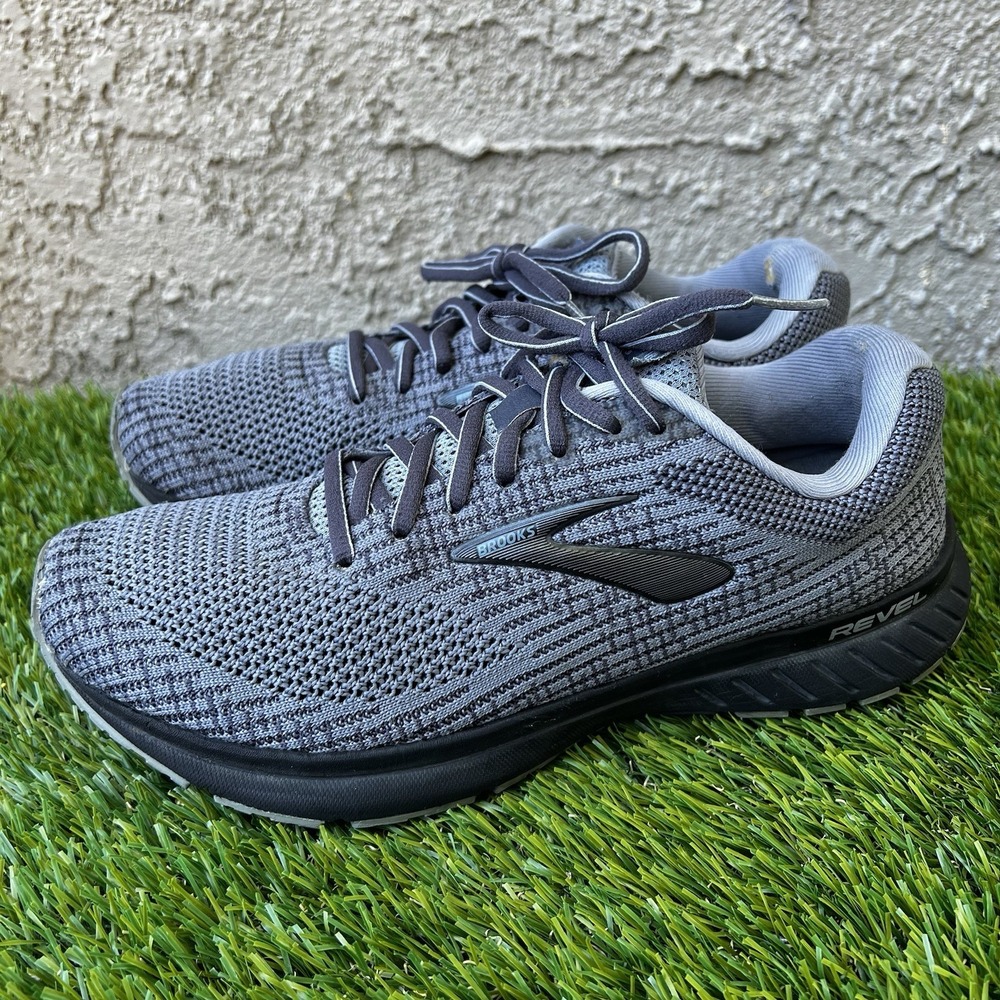 Brooks Shoes Men Size 8.5 Revel 3 Grey/Black Men Running Sneakers 1103141D010